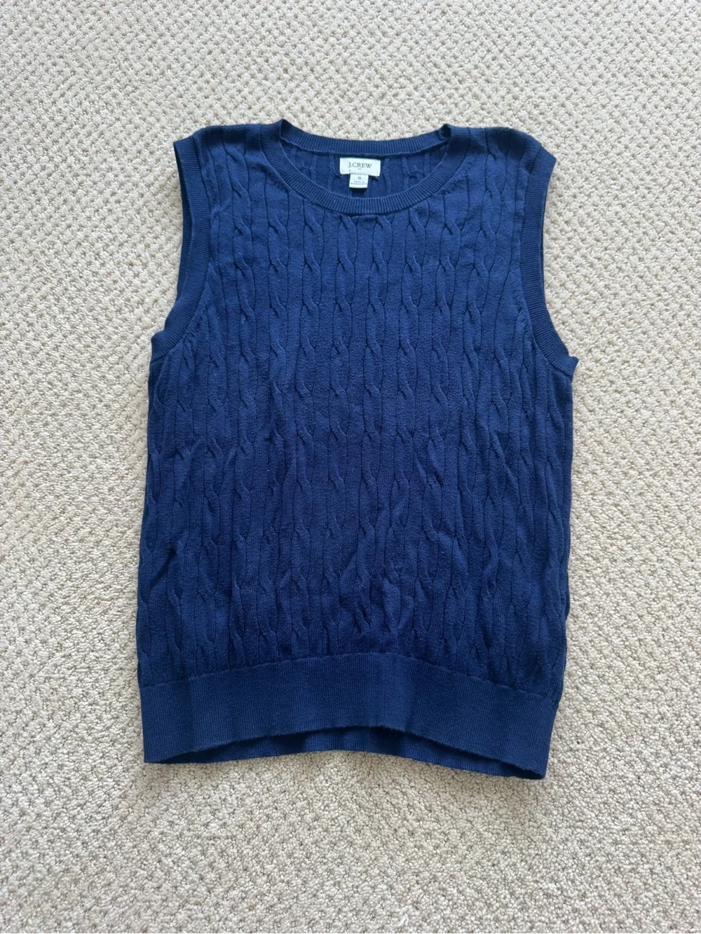 J. Crew Navy Cable-Knit Sleeveless Sweater Vest